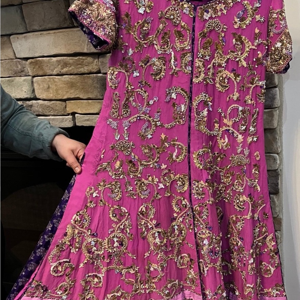 Embellished Fuchsia Anarkali dress /indian Pakistani bridal
